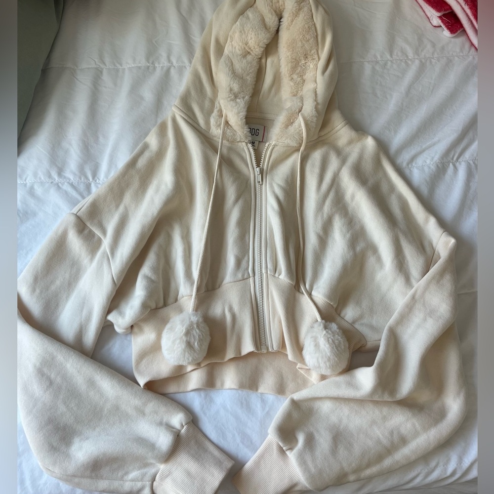 BDG Cropped Cream Fur Jacket